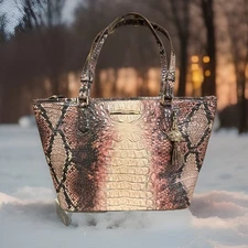 Brahmin Medium  Ombre Diamondback Melbourne Leather Satchel Asher Purse Bag Tote