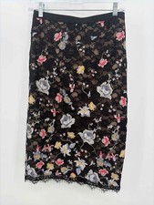 Pre-Owned BCBG Black Size XS Floral Midi Skirt