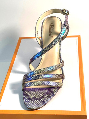 Dunion High Heel Snake Skin Print Ankle Strap Multicolor Women's Size 10M Shoes