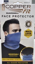 Blue Copper Fit Guardwell Washable Drawstring Face Cover, Mask, and Neck Gaiter