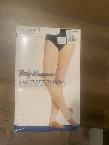Body Wrappers Stirrup Tights Adult L/XL Tan Total Stretch Dance Jazz Ballet