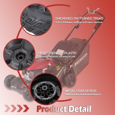 Lawn Mower Wheels And Drive Gear Kit – 8 Inch Diameter For Honda HRN216 Models (VKA, VKAA, VLA, VLAA, VYA, VYAA) With 12 Teeth Gear