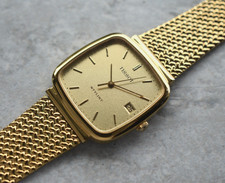 Tissot Stylist Men's Rare Tank Watch Gold Dress Watch Date Quartz TV Dial