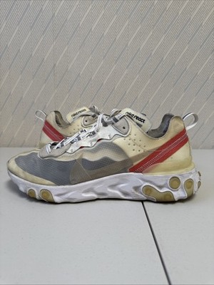Nike React Element 87 Light Bone White Beige Red AQ1090-100 Men's Size 10.5