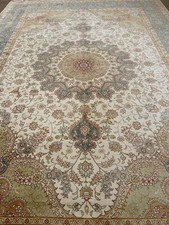  Hand-Knotted Silk Area Rug 5.5x8   Floral Me...
