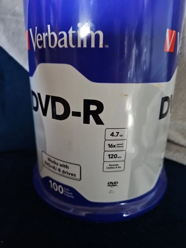 100 VERBATIM 16X DVD-R  Logo 4.7GB Media Disc NIB - Image 4 of 4