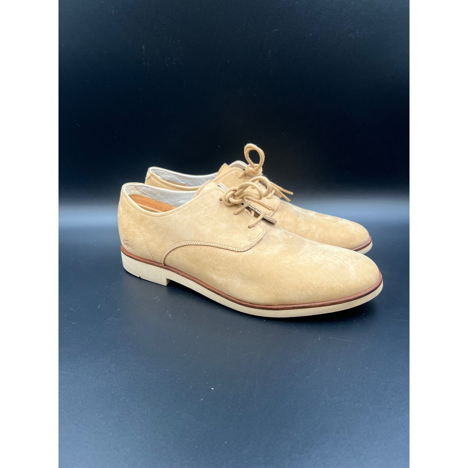 Lacoste Crosley Camel Mens 10.5 Tan Suede Oxford Derby Shoes 7-31CAM0160C21