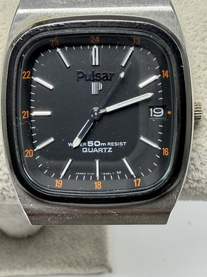 #ad Pulsar Y112 5279 New Battery Vintage Mens Watch 33MM 7.5quot; Leather Band $39.99