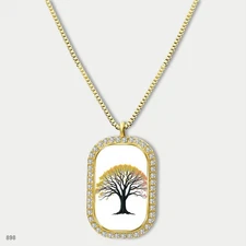 Gorgeous Colorful Tree of Life Pendant Necklace Chain Photo Dog Tag Chain Gift D