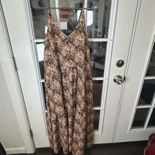 THML Maxi Dress Medium NWT Earthtones Adjustable Spaghetti Straps Lined