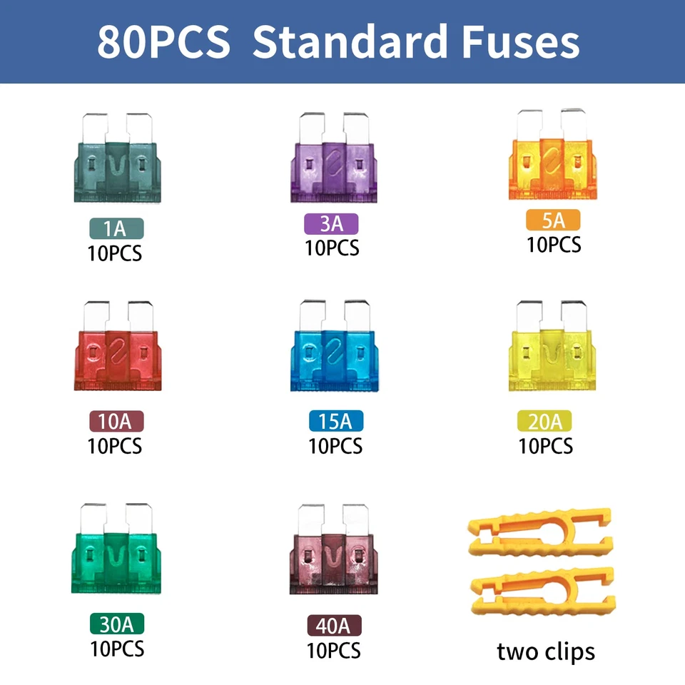 80 Pcs Standard Car Fuse, Fuses Assortment Kit(1A/3A/5A/10A/15A/20A/30A/40A) Aut - Image 2 of 4