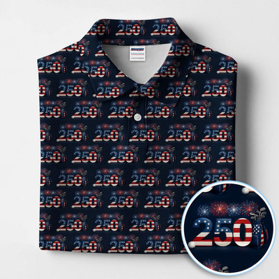 USA 250th Birthday Patriotic Golf Polo Shirt Gift for Golfer