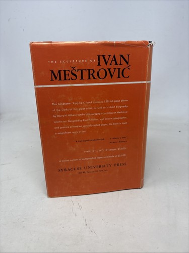 Schmeckebier, L. Ivan Mestrovic Sculptor & Patriot HC/DJ 1959 Syracuse Press - Picture 3 of 5