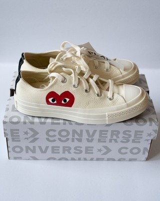 COMME des GARCONS PLAY Chuck 70 Low Size 6W Milk/White/Red - Brand New!