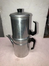 Vintage 10" Tall Aluminum 4 Pc. Flip Drip Coffee Stovetop Maker Made in Italy