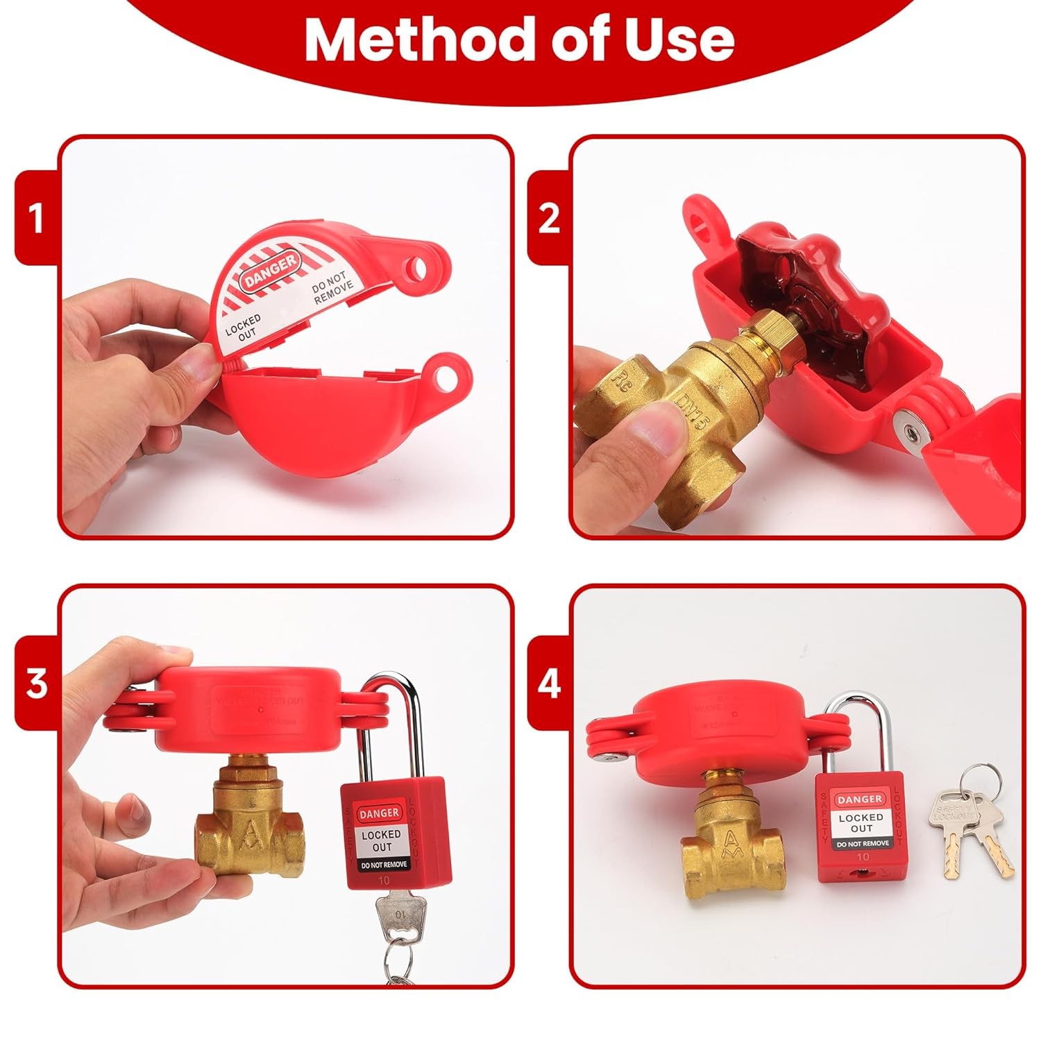 Gate Valve Lockout with Safety Padlock, Hose Bib Lock for Water Spigot/Outdoor W