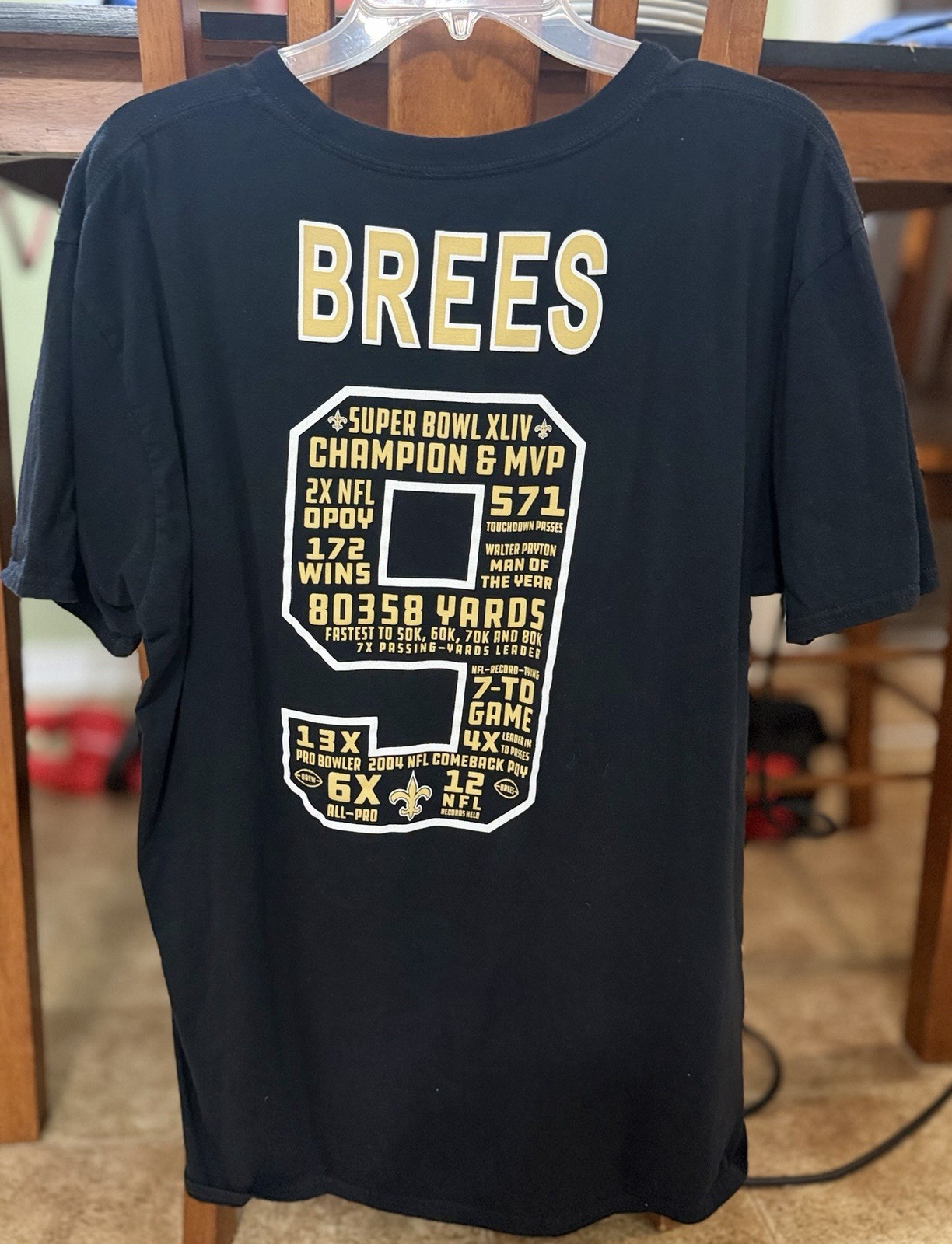 Drew Brees Records and Accolades T-Shirt XL Vintage Fanatics