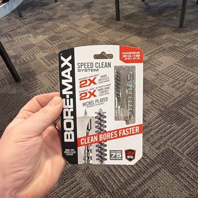Real Avid Bore-Max Speed Cleaner .380cal/9mm/.38spc/357cal W/ 75 patches
