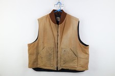 Vintage Carhartt Mens Size 4XL Distressed Quilted Canvas Vest Jacket Duck Brown