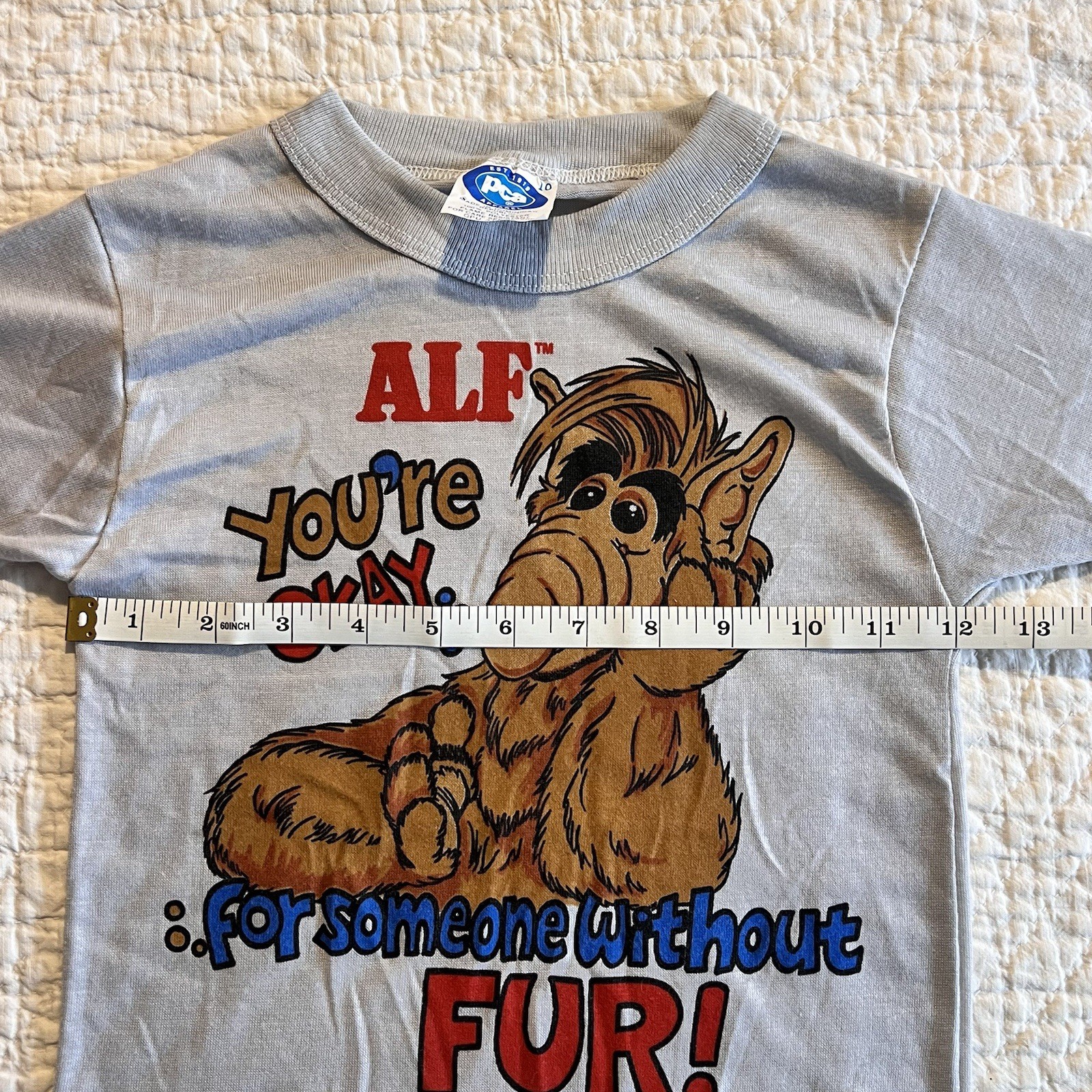 RARE Kids Vintage 1987 ALF Tee Single Stitch pca Apparel Size 10