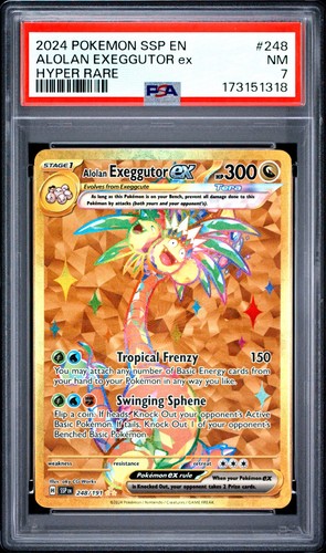 2024 Pokemon Surging Sparks Alolan Exeggutor ex #248/191 Hyper Rare PSA 7 NM