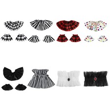 Festive Clown Essentials Detachable Collar Cuffs Ruffle Jester Dress Carnival