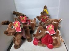 Dan Dee Santa's Reindeer Plush Collectors Choice Christmas W/Tag 7" Lot Of 4