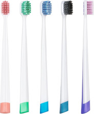 Extra Soft Wide Head Toothbrushes   5 Pack Flossing Tapered Bristle for Adults