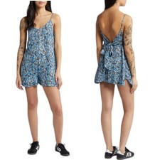 TopShop Casual Romper In Grunge Floral Print Blue Size 4 NWOT 60 MSRP
