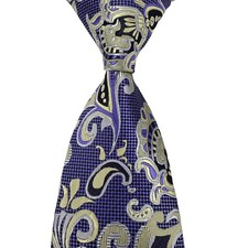 New Luxury Paisley Purple Beige Woven Skinny Silk Fashion Men's Tie Necktie