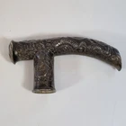 Antique Chinese Silver Walking Stick Handle Dragon, Prunus & 4 Characters