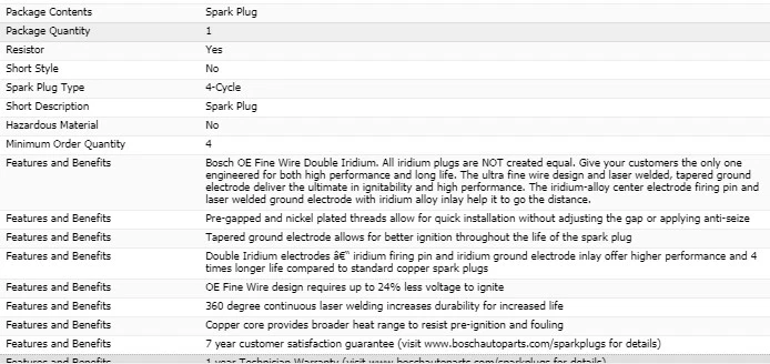 4 свечи зажигания Bosch двойной иридий для 2012-2017 TOYOTA PRIUS V L4-1,8 л - Изображение 4 из 4