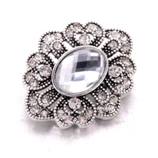 Snap Jewelry Antique Clear Oval Rhinestones 18-20mm Fits Ginger Charms Accessory