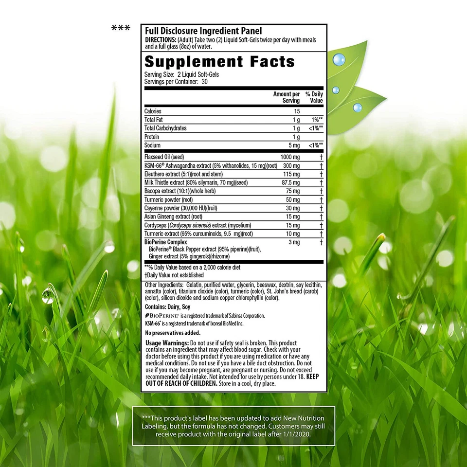 Irwin Naturals Extra Strength Ashwagandha 身体,60 液体软胶囊 — 第 2/2 张图片