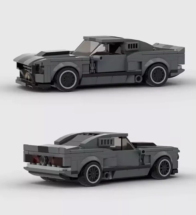 Eleanor 2022 Ford Mustang Shelby GT500  Grey Building Brick Set MOC - 318 Pieces