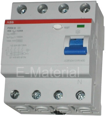 ABB F204 A-40/0,03 Fi- / Fehlerstrom- Schutzschalter / RCD 4-polig  40A 30mA Neu