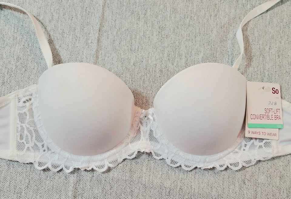 So Soft Lift Multi Way Bra Size 32B White Underwire Demi Balconette Lace - Image 4 of 4
