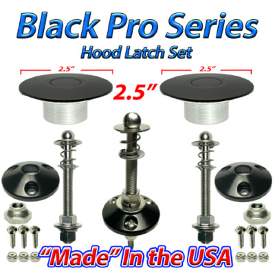 Hood Pins Push Button Hood Latch Black 2.5'' Quick Latch Hood Pin Made in USA