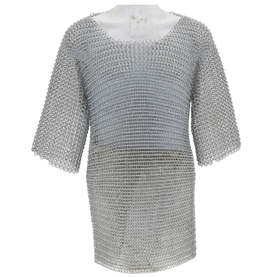 KORE NS Chemise cotte de maille en aluminium pour costume médiéval armure haubergeon, Argenté, One Size-L