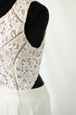 Free People Stylestalker Aztec Wedding Dress White Lace Bodice Double Slit  Small | eBay