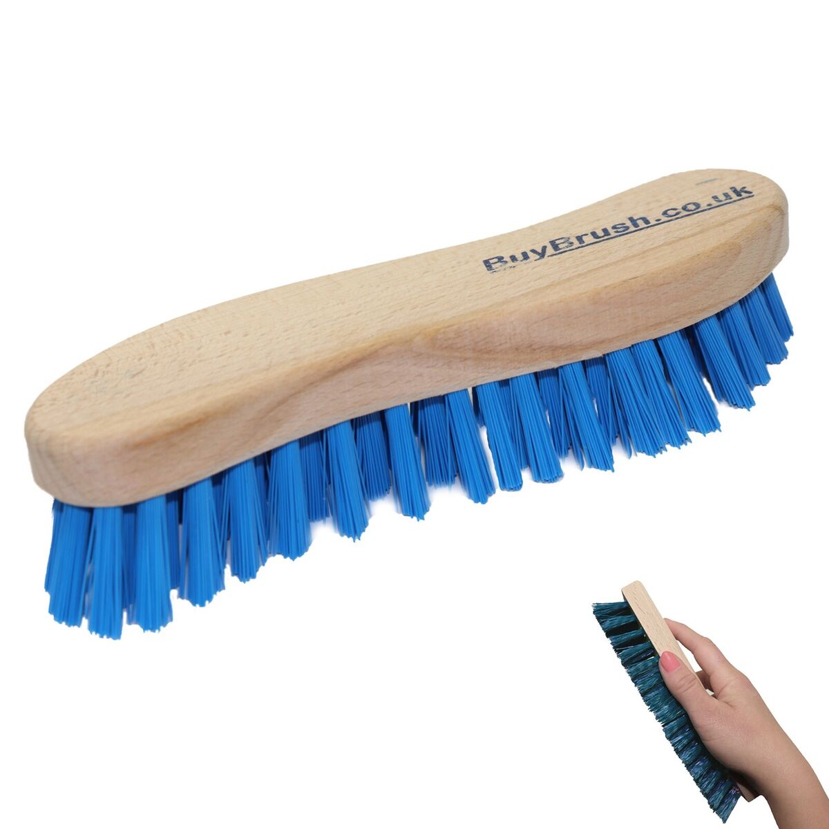 Scrubbing HAND Brush Wooden Stiff Hard Deck Bristle Floor Sweep 7 180mm  Blue