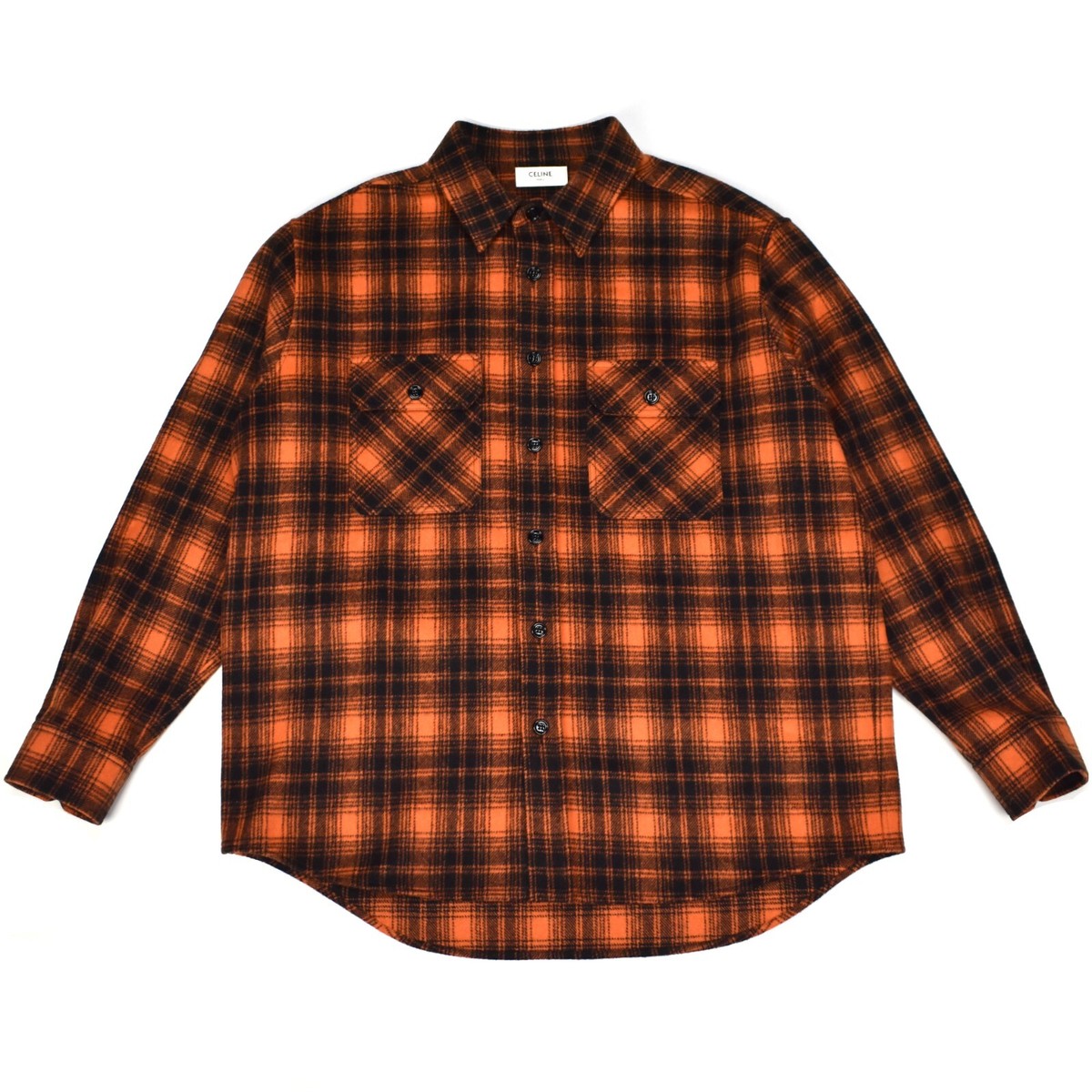 NWT $1100 CELINE Orange Oversized Heavyweight Wool Flannel