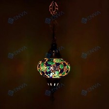 Turkish Moroccan Mosaic Ceiling Hanging Pendant Light Fixture Lamp - Free Bulb