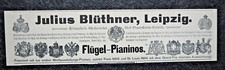 Julius Blüthner , Leipzig , Flügel - Pianos , alte Reklame , 1906 , (A41)