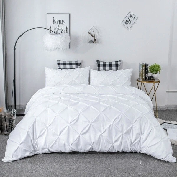 Diamond Embroidery Pintuck Pinch Pleated Duvet/Doona/Quilt Cover Set All Size