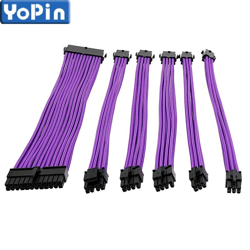 Braided ATX Sleeved Cable Extension Kit for Power Supply Cable Kit