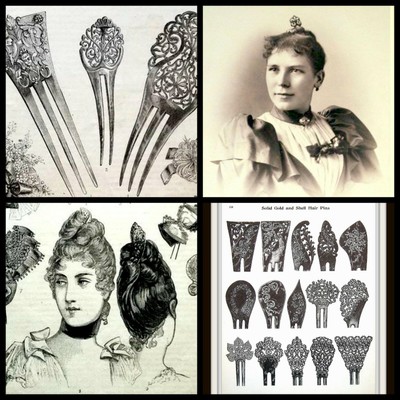 Victorian Haircomb Victorian Spanish style hair comb faux tortoiseshell hair  main image 3