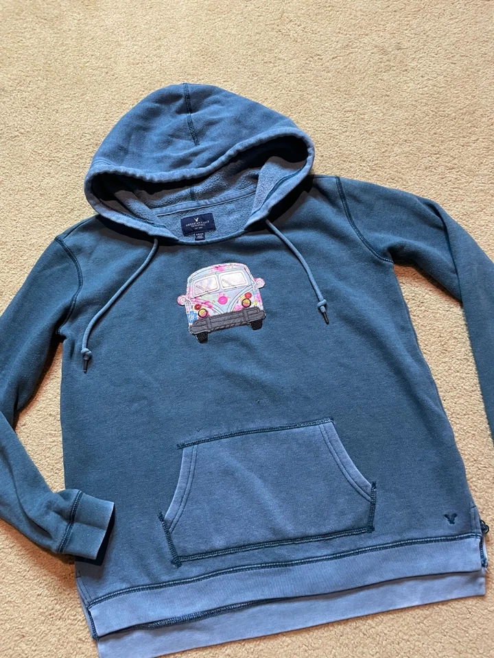 Sudadera Reciclada American Eagle Craftcore VW Bug Beetle Parche Sudadera con Capucha Pequeña Foto 3 de 4