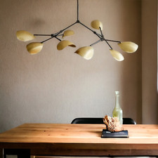 Luminaire lustre Spoutnik branche abat-jour disque incurvé à 8 bras style vin...