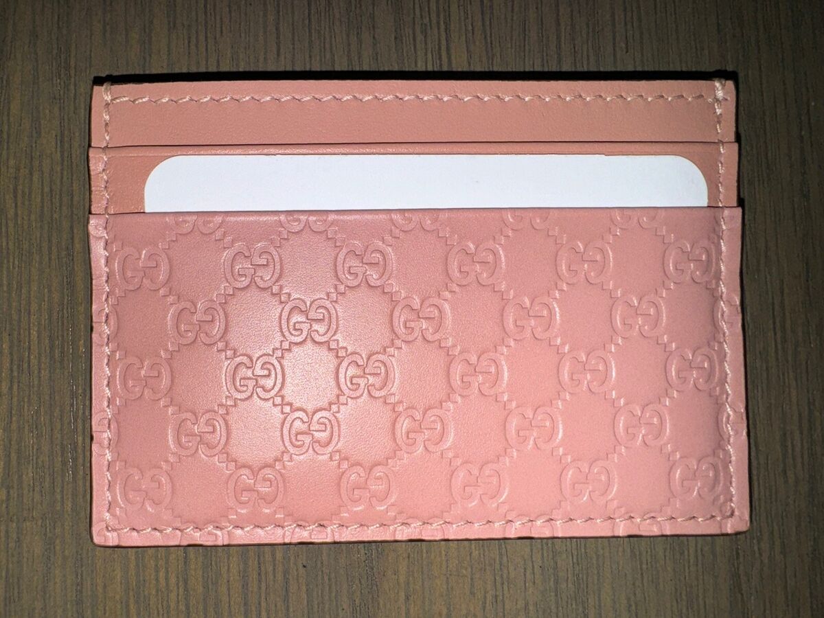 Gucci Micro Guccissima Leather Card Case Holder Pink 262837 Gucci Micro Guccissima Leather Card Case Holder Pink 262837